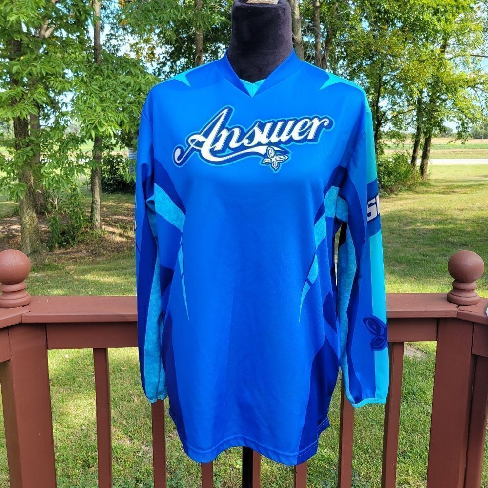 Answer Blue Woman's  Motocross Long Sleeve Pullover  Top sz Large